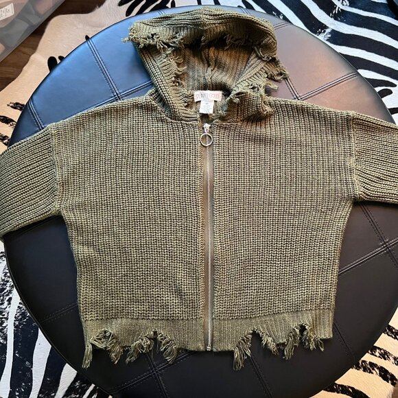 Planet gold Juniors zip front hoodie sweater olive green size XS - Picture 2 of 5